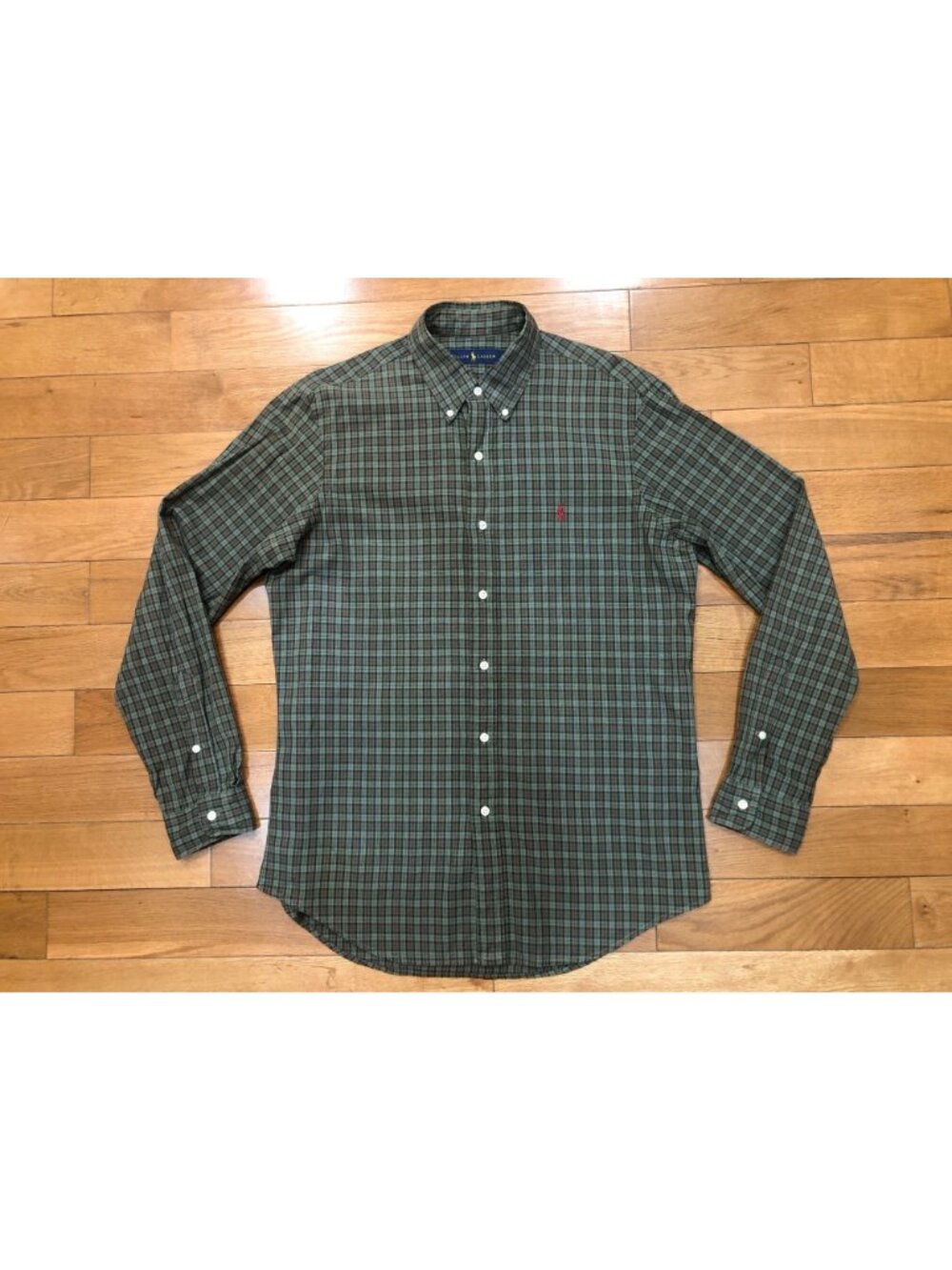 Ralph Lauren Men's Cotton Green Plaid Long-Sleeve Button Down Shirt Sz M Preppy - Picture 3 of 10